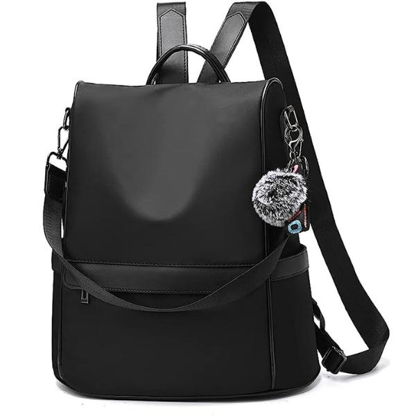Mochila para mujer bolso de hombro casual bolso de moda impermeable antirrobo, Mochila Negra.