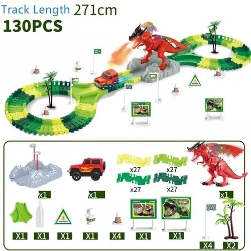 Pista Carreras Dragón Lanza Spray 130 Pz 271 Cm Niños Regalo.