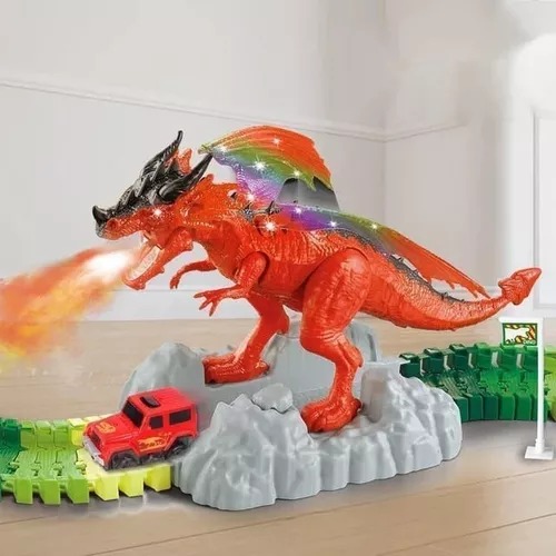 Pista Carreras Dragón Lanza Spray 130 Pz 271 Cm Niños Regalo.