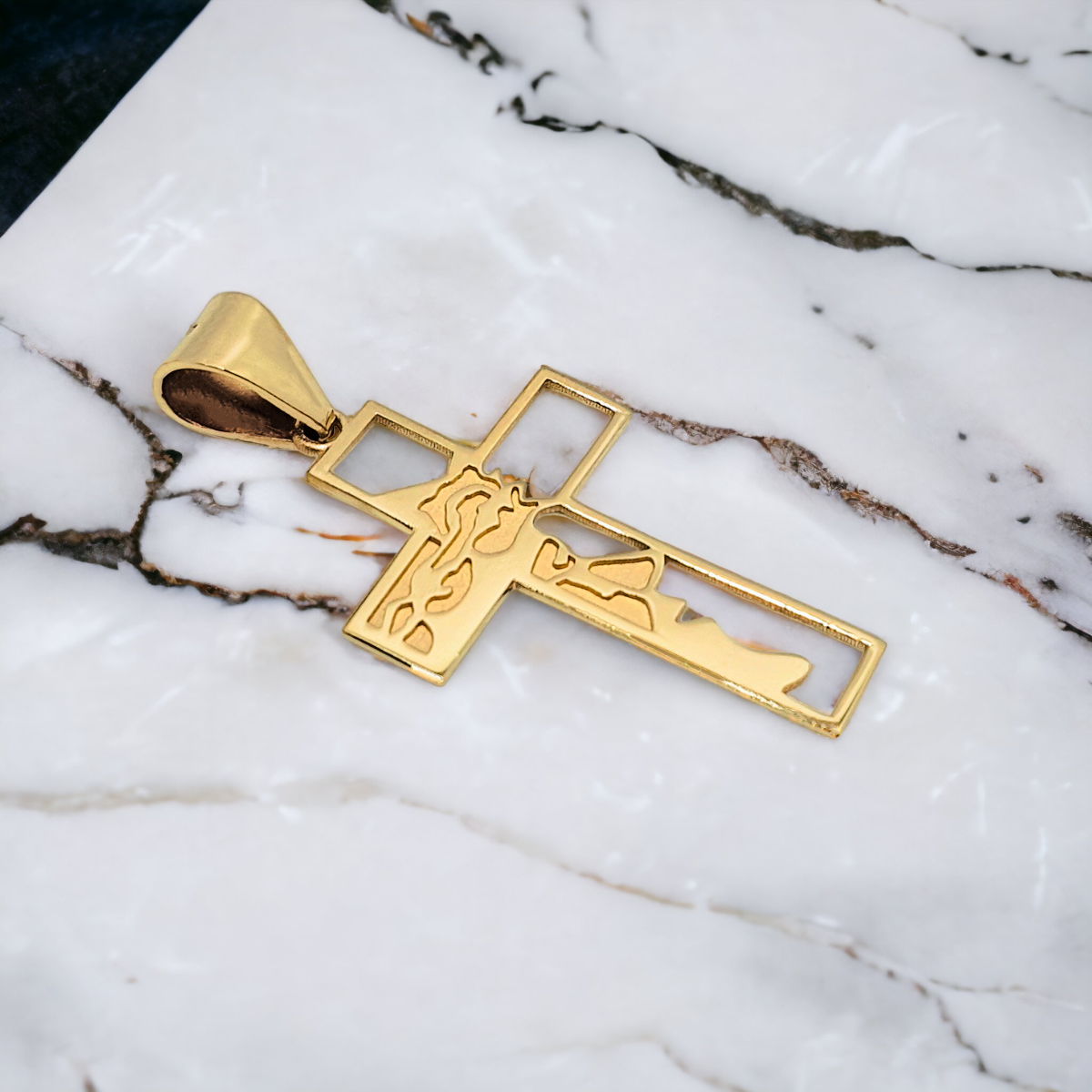 Cruz de Oro 10k Rostro de Cristo 