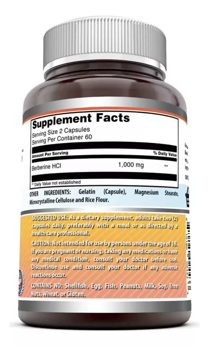 Amazing Formulas Berberina 1000mg Control glucosa 120 cápsulas