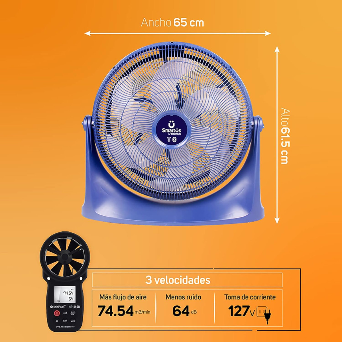 Ventilador de piso WiFi TAURUS VERSUS 20" Programable 2 en 1.