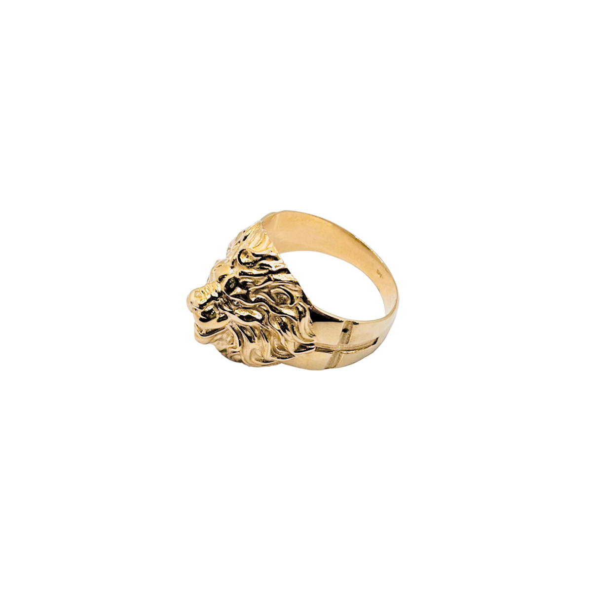 Anillo león oro 10k piedra zirconia suiza