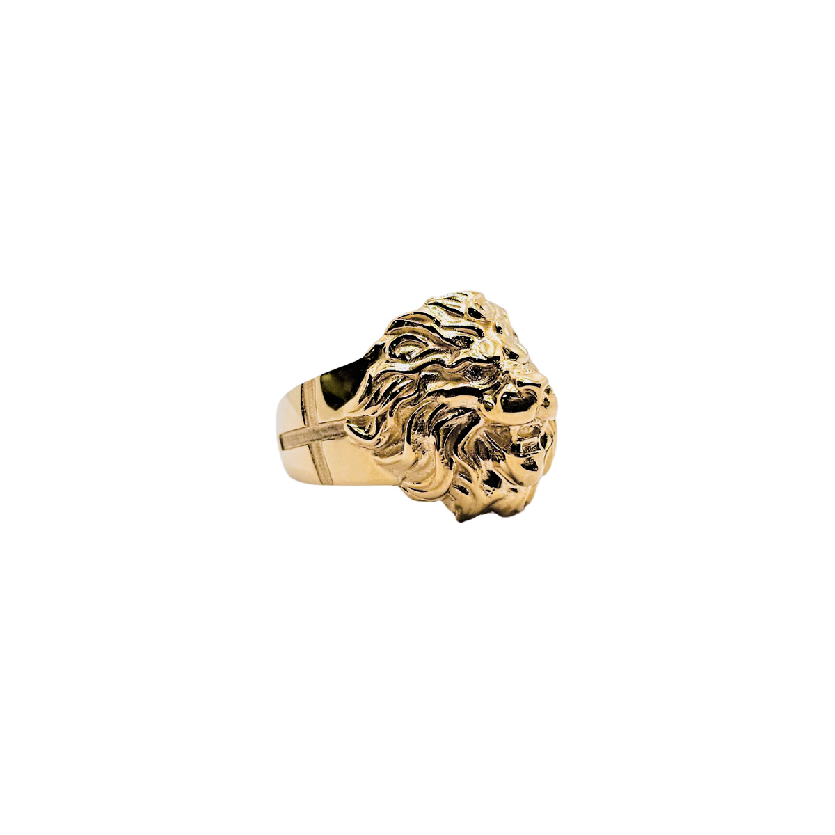 Anillo león oro 10k piedra zirconia suiza
