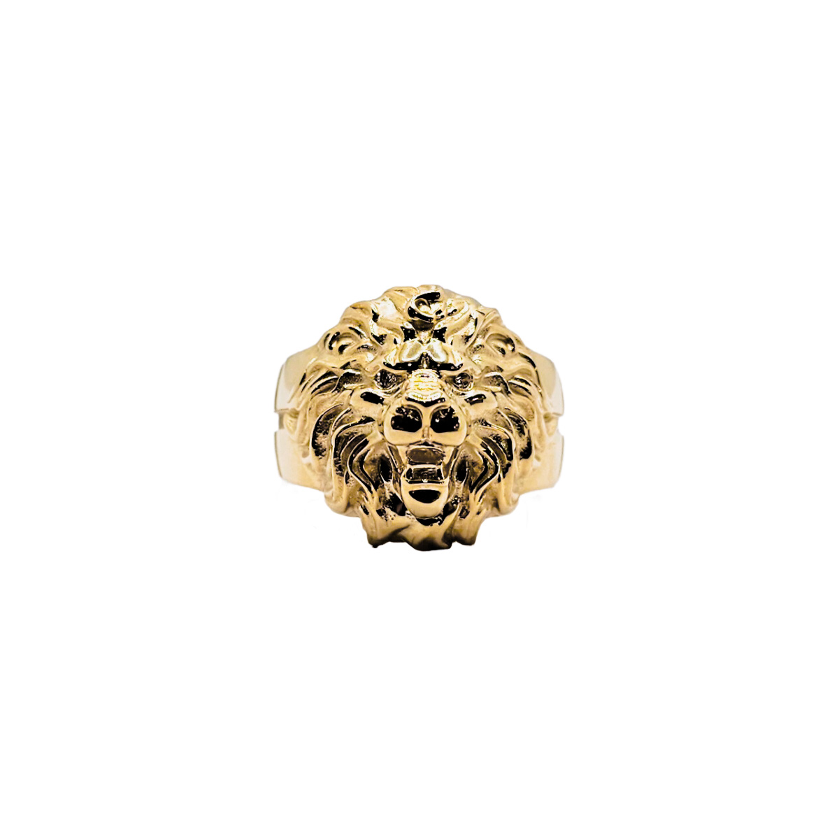 Anillo león oro 10k piedra zirconia suiza