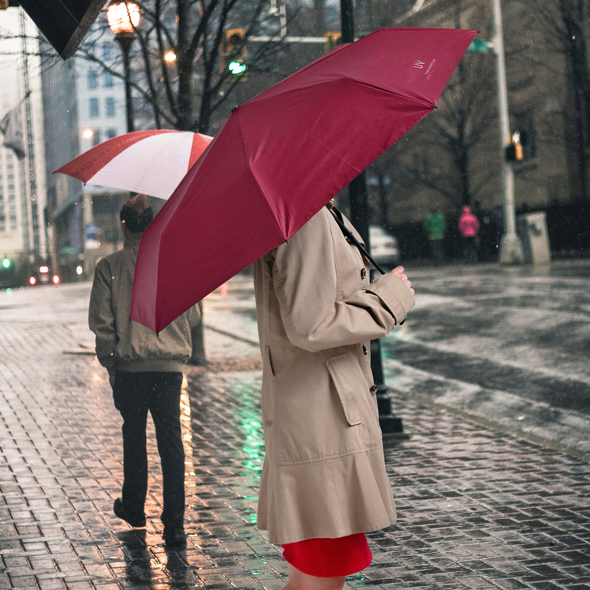 Sombrilla Grande de Aluminio Plegable. Automático, Portátil Con Funda Bolsillo Impermeable Para días Soleados o Lluviosos Super Protección Solar UV A Prueba De Viento 99% De Resistencia Colores Elegantes De Moda modelo MA-43