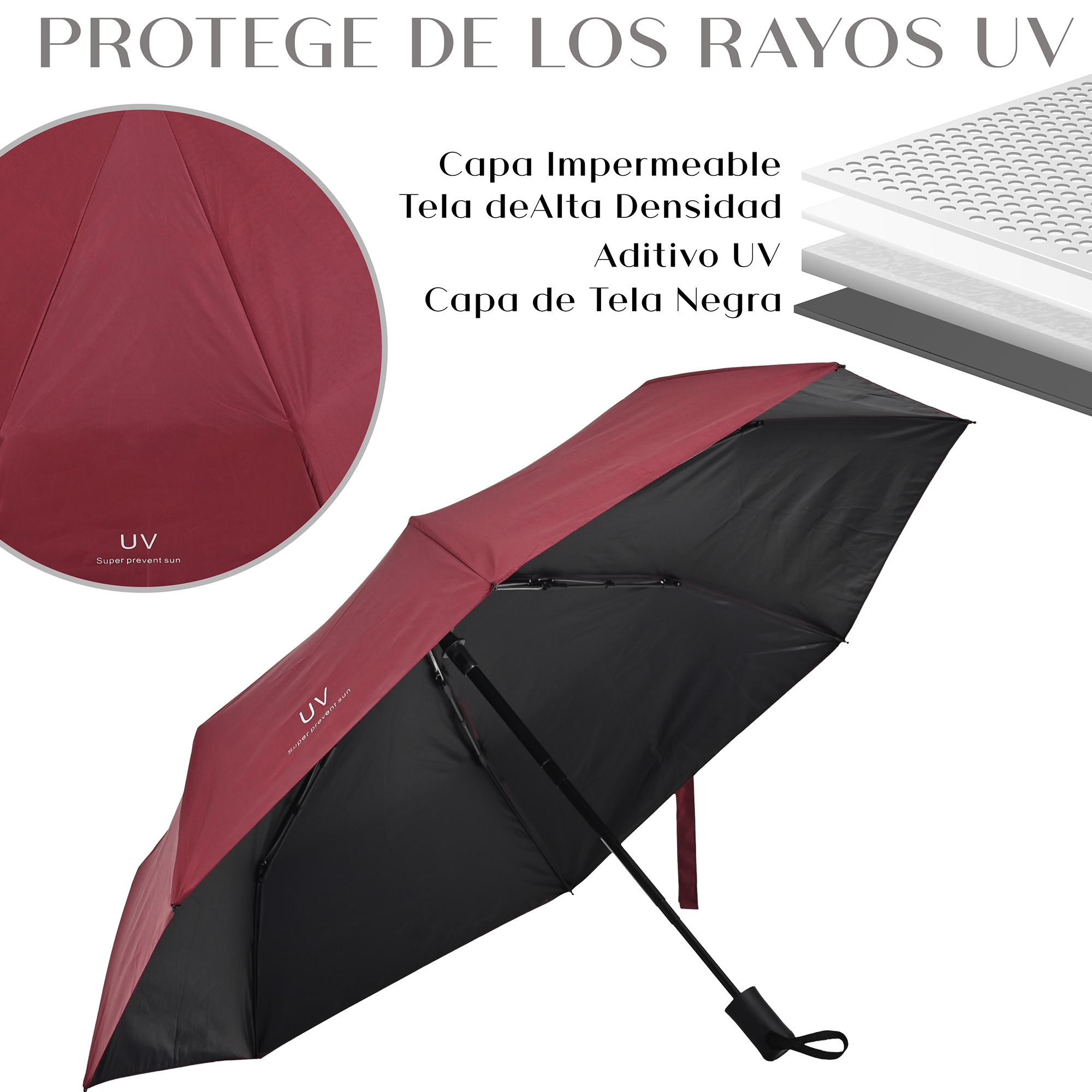 Sombrilla Grande de Aluminio Plegable. Automático, Portátil Con Funda Bolsillo Impermeable Para días Soleados o Lluviosos Super Protección Solar UV A Prueba De Viento 99% De Resistencia Colores Elegantes De Moda modelo MA-43