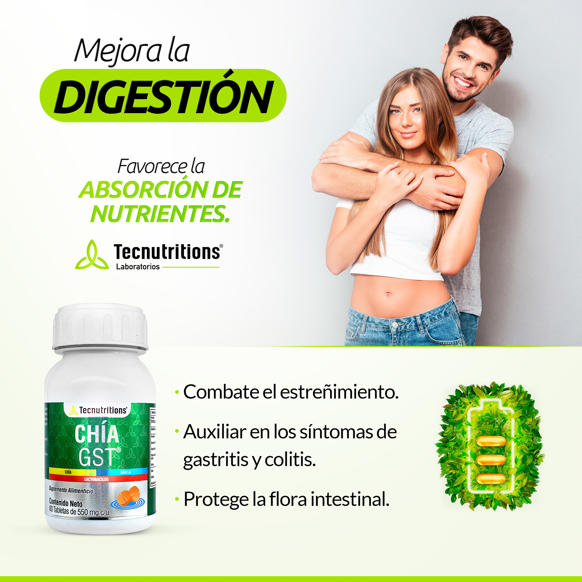 Suplemento Chía Gst, Tecnutritions® Gastritis, Colitis Y Digestión