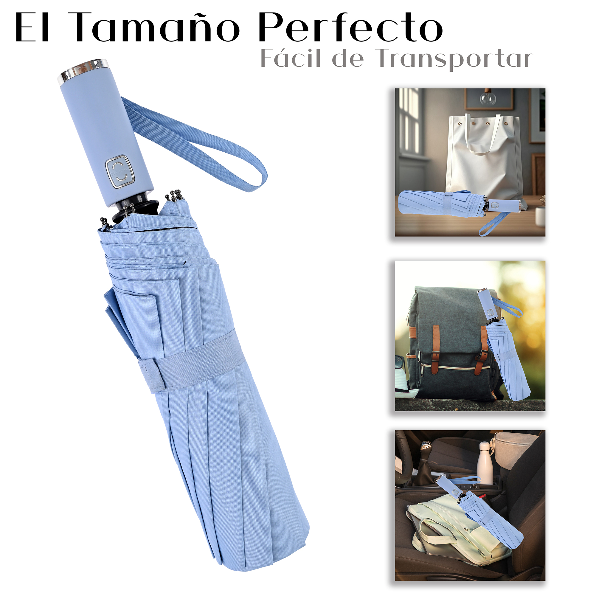 Sombrilla Grande de Aluminio Plegable. Automático, Portátil Con Funda Bolsillo Impermeable Para días Soleados o Lluviosos Super Protección Solar UV A Prueba De Viento 99% De Resistencia Colores Elegantes De Moda modelo MA-43