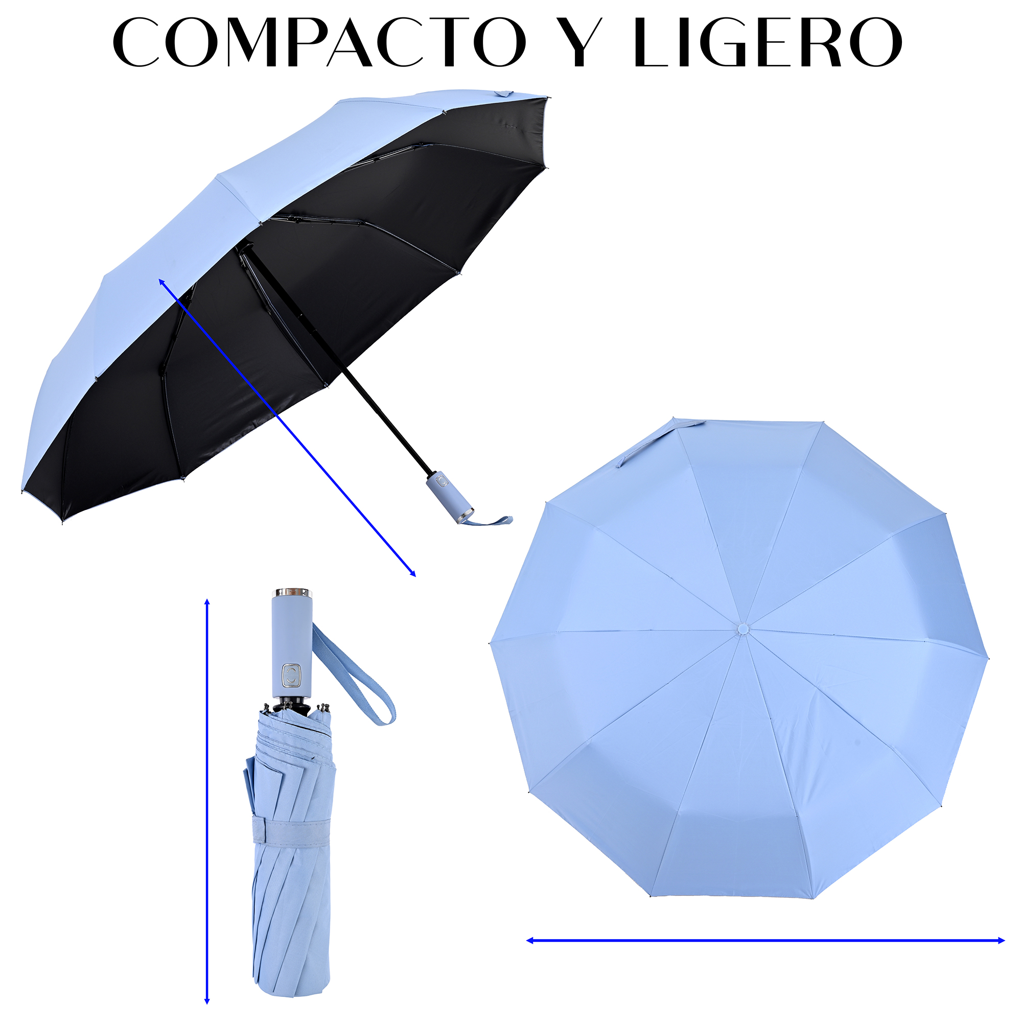 Sombrilla Grande de Aluminio Plegable. Automático, Portátil Con Funda Bolsillo Impermeable Para días Soleados o Lluviosos Super Protección Solar UV A Prueba De Viento 99% De Resistencia Colores Elegantes De Moda modelo MA-43