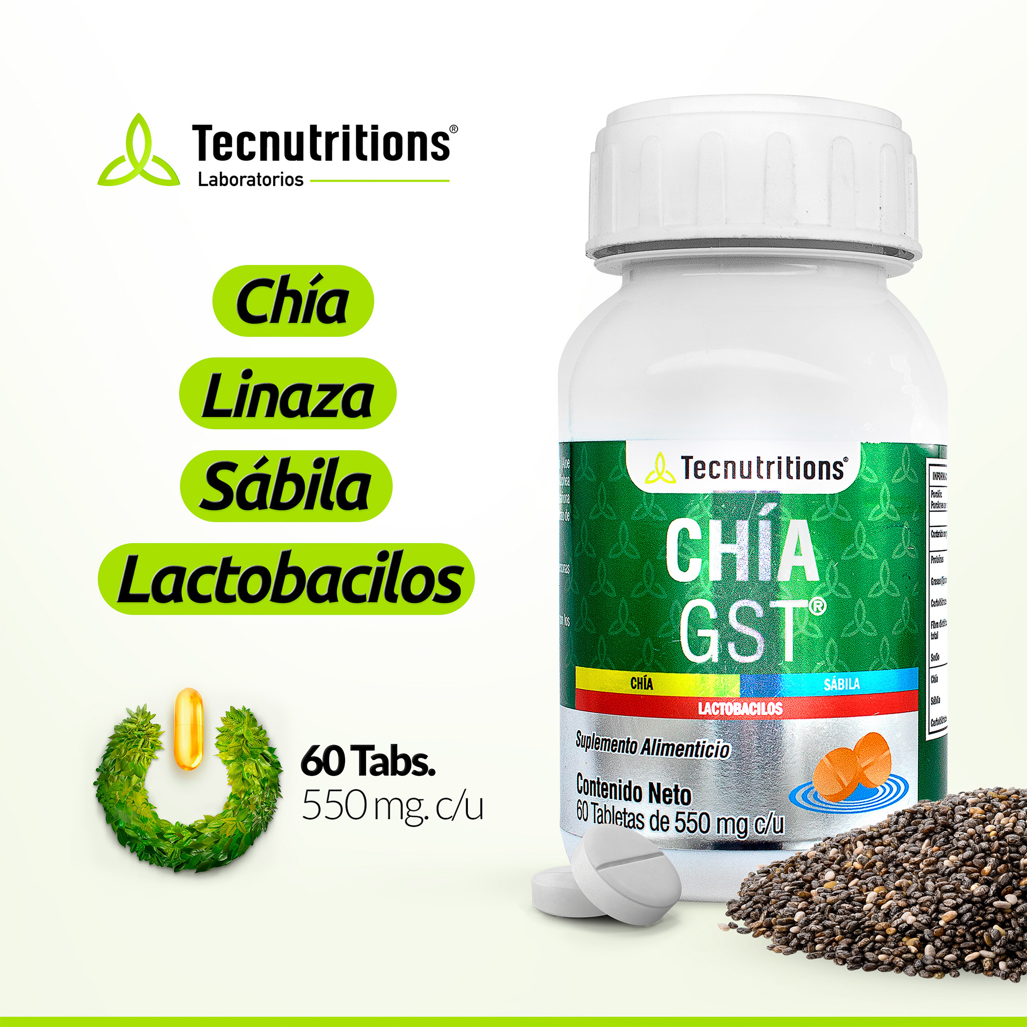 Suplemento Chía Gst, Tecnutritions® Gastritis, Colitis Y Digestión