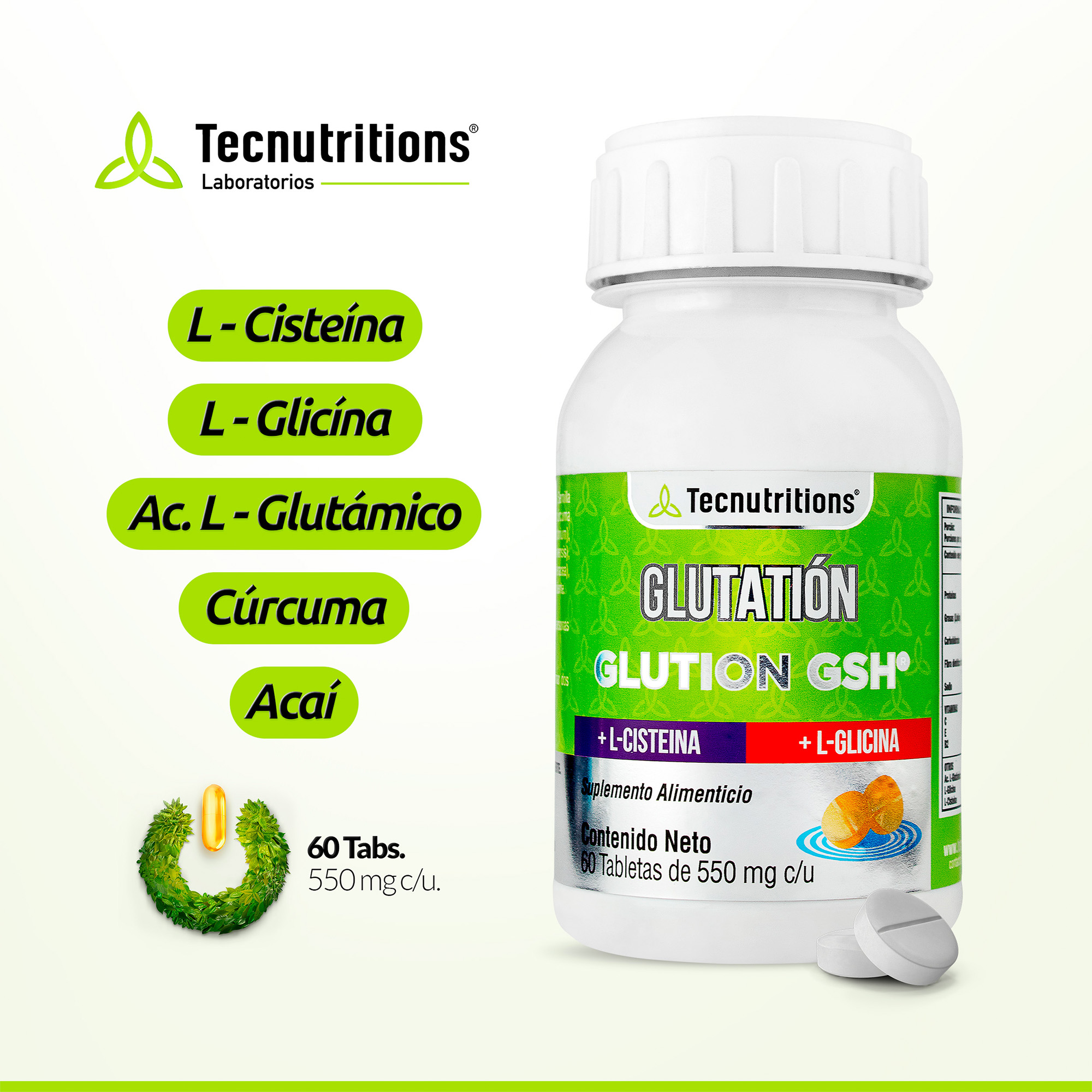 Suplemento Glutatión Gsh Reforzado Tecnutritions® Súper Antioxidante