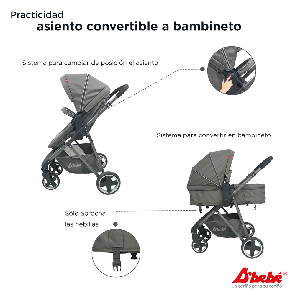 Carriola Sistema de Viaje D'bebé Queen Gris