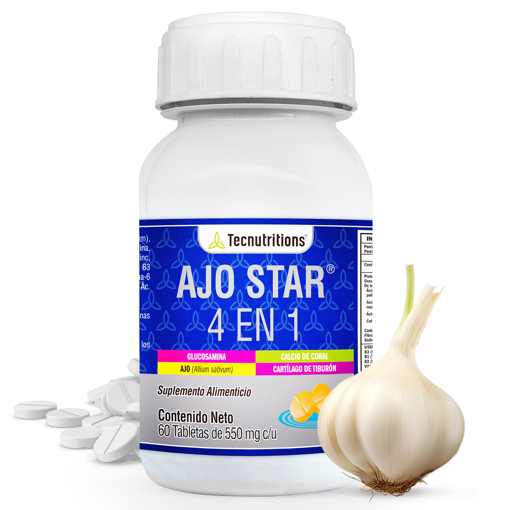 Suplemento De Ajo Glucosamina Calcio De Coral Tecnutritions®