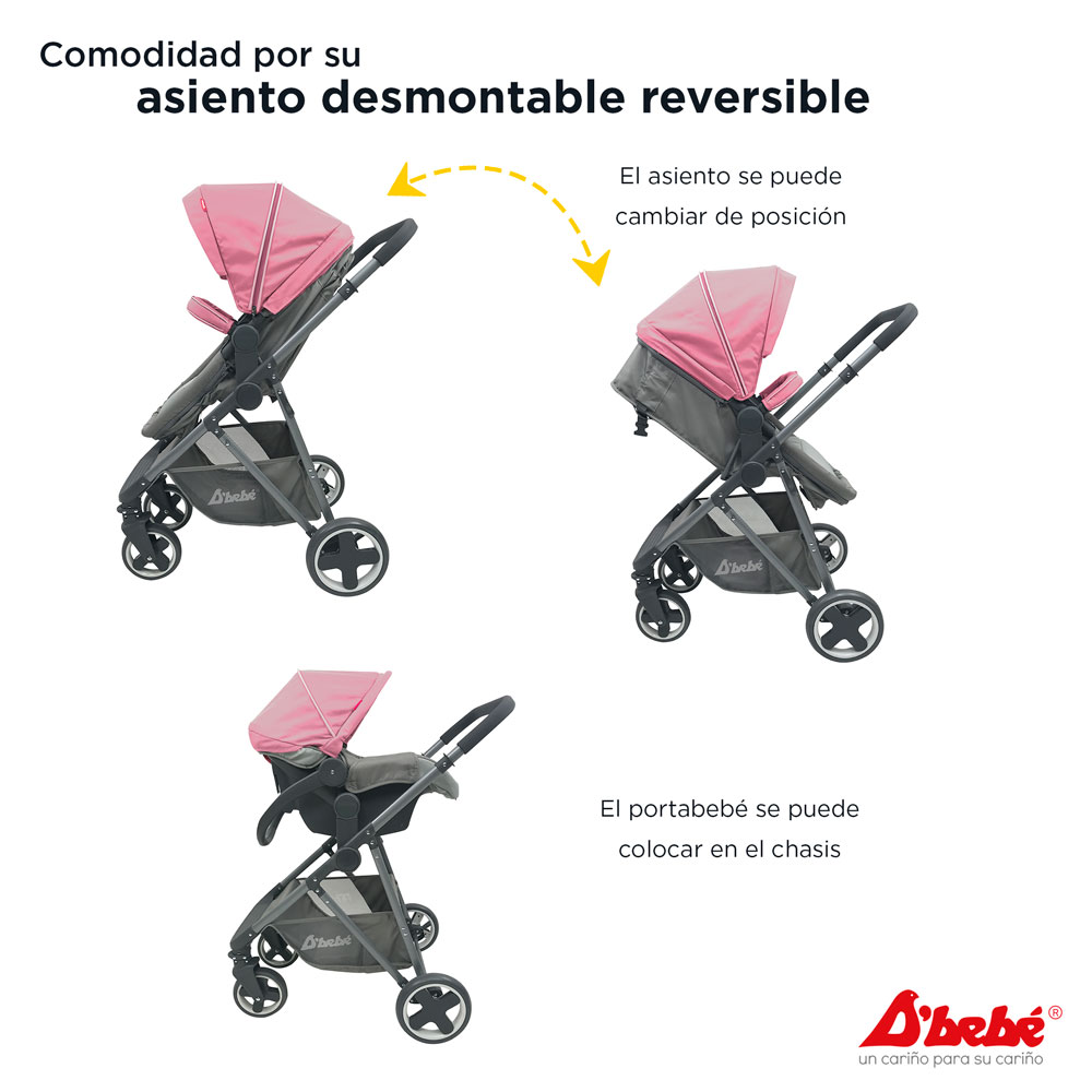 Carriola Sistema de Viaje D'bebé Queen Rosa