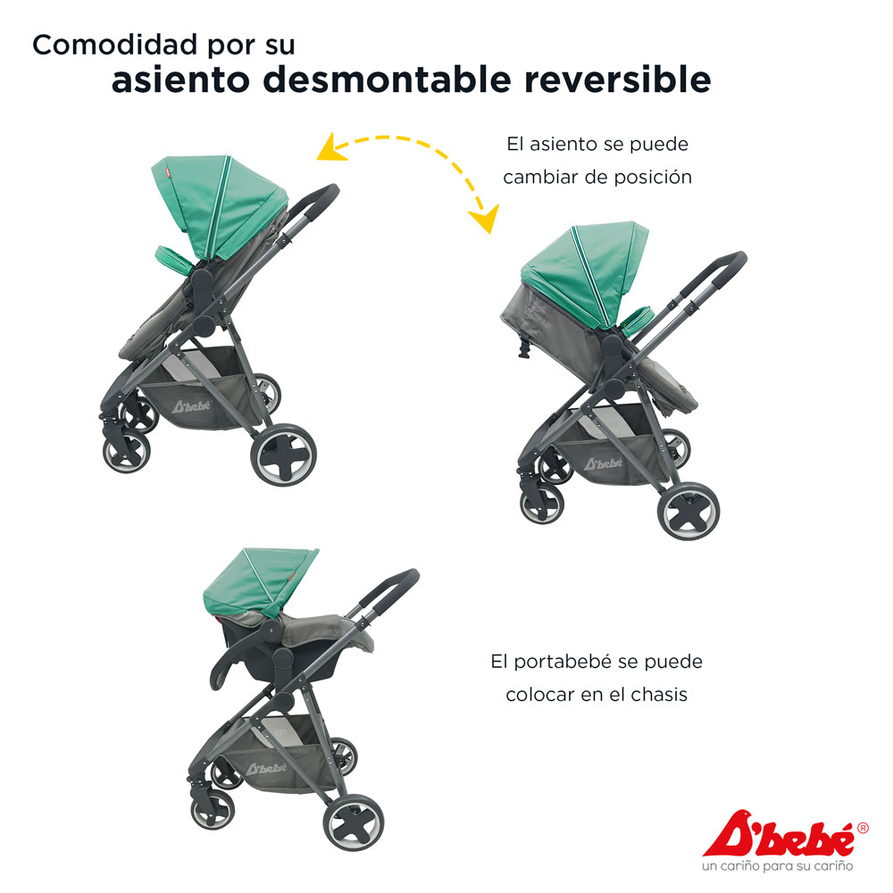 Carriola Sistema de Viaje D'bebé Queen Verde Menta