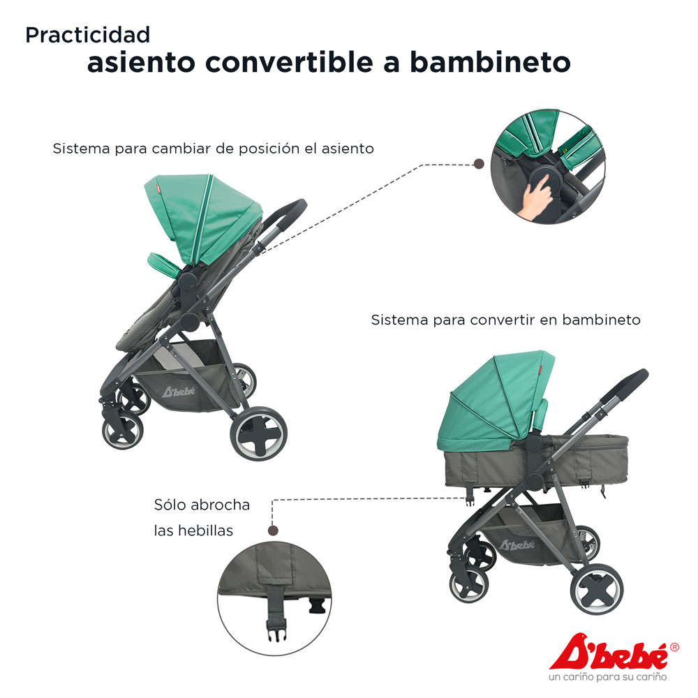 Carriola Sistema de Viaje D'bebé Queen Verde Menta