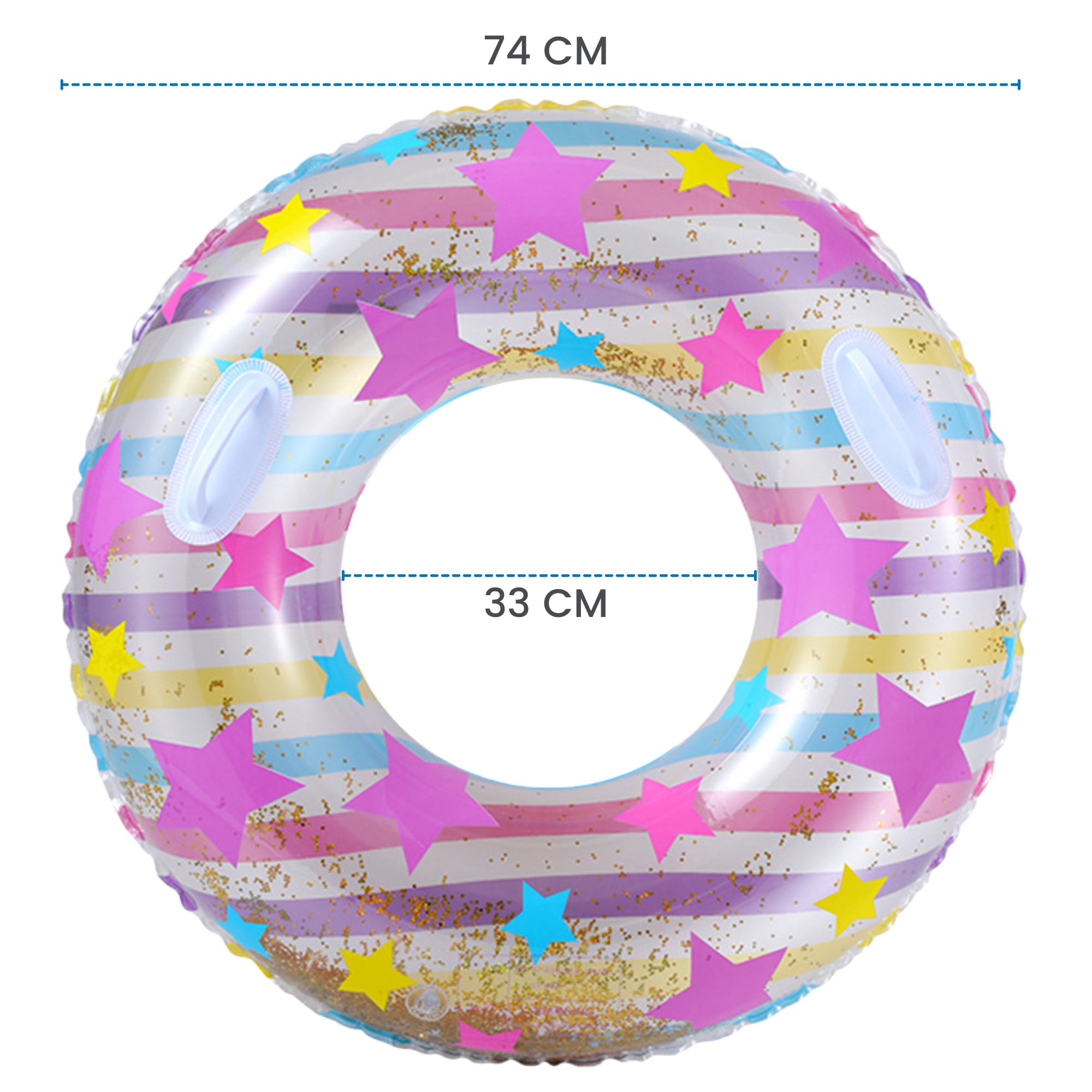 Salvavidas Inflable para Niñas, Juguete de Alberca Estrellas 74 cm - Rosa.