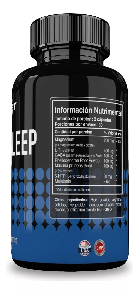 Deep Sleep | Suplemento para Dormir e Insomnio | Nootropico | 100% Natural | Sueño y Descanso | 60 Capsulas | Hecho en USA | Reset Nutrition