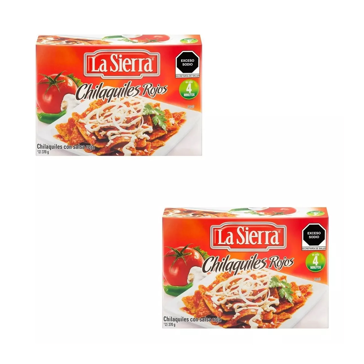 2 Cajas de Chilaquiles La Sierra con Salsa Roja de 370 g c/u