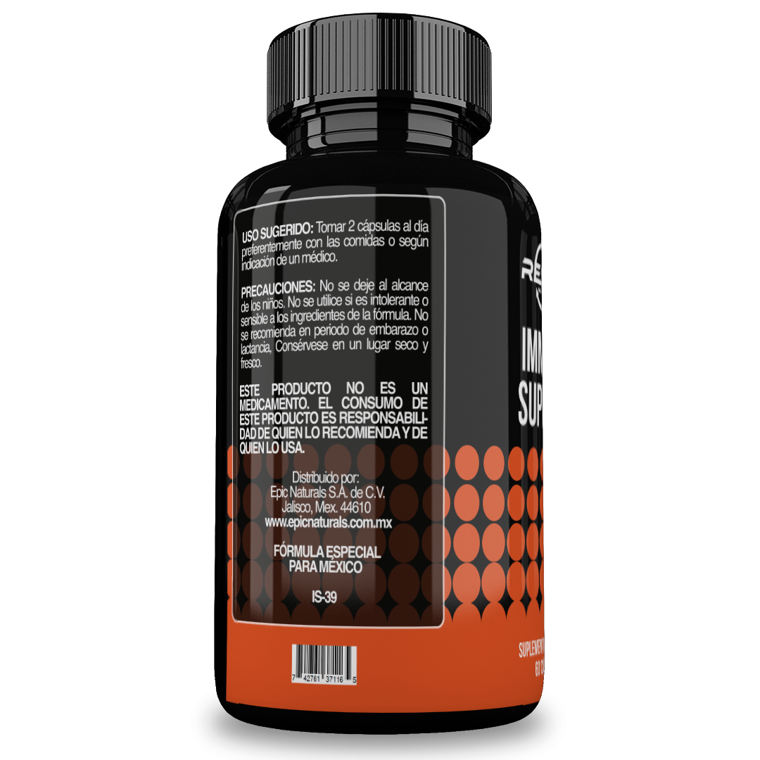 IMMUNE SUPPORT | Suplemento Sistema Inmune | Formula para Reforzar y Mantener tus Defensas | Para Mujer y Hombre | 100% Natural y Vegano | 60 Capsulas | Hecho en USA | Reset Nutrition