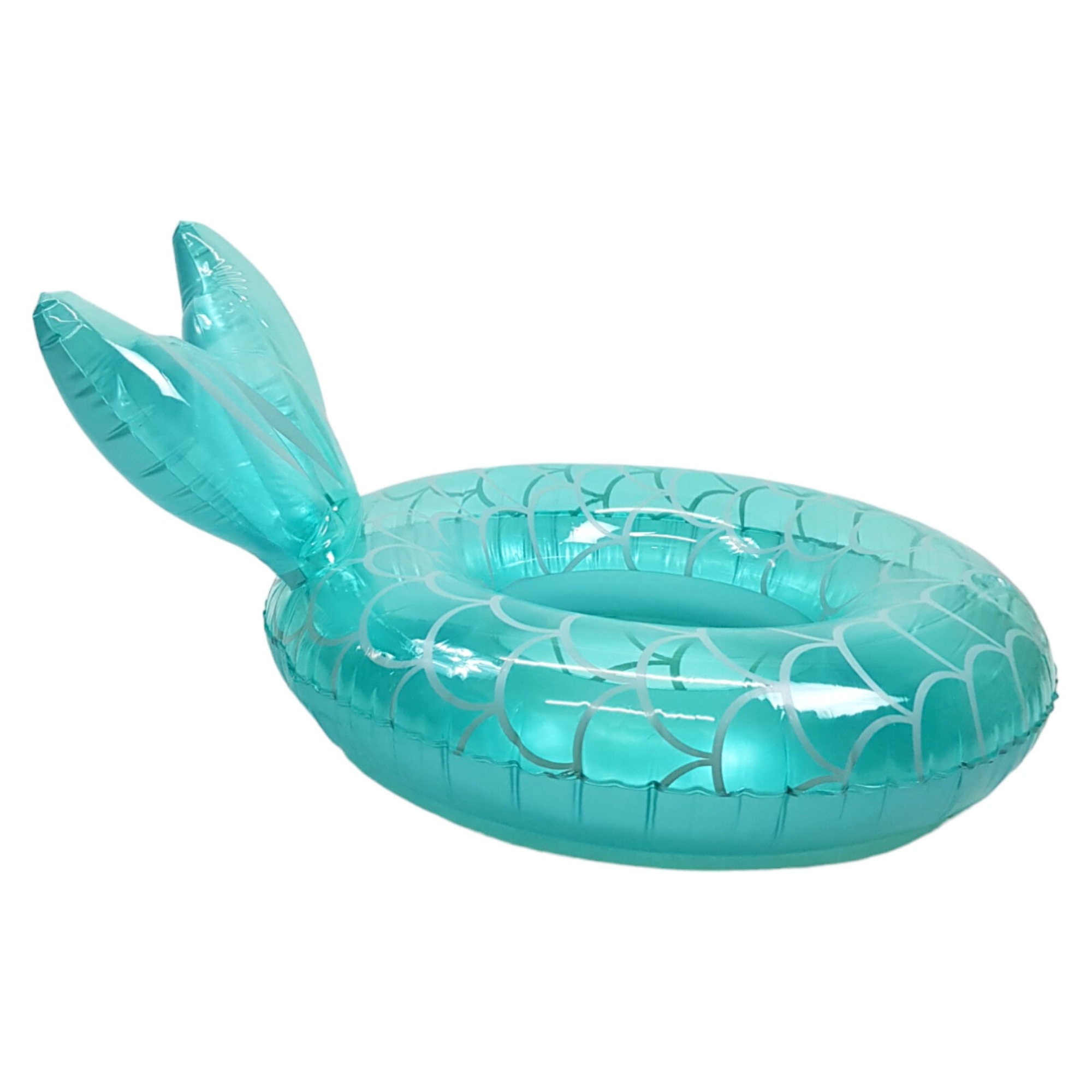 Salvavidas Inflable Cola de Sirena, Juguete de Alberca 74 cm - Azul.