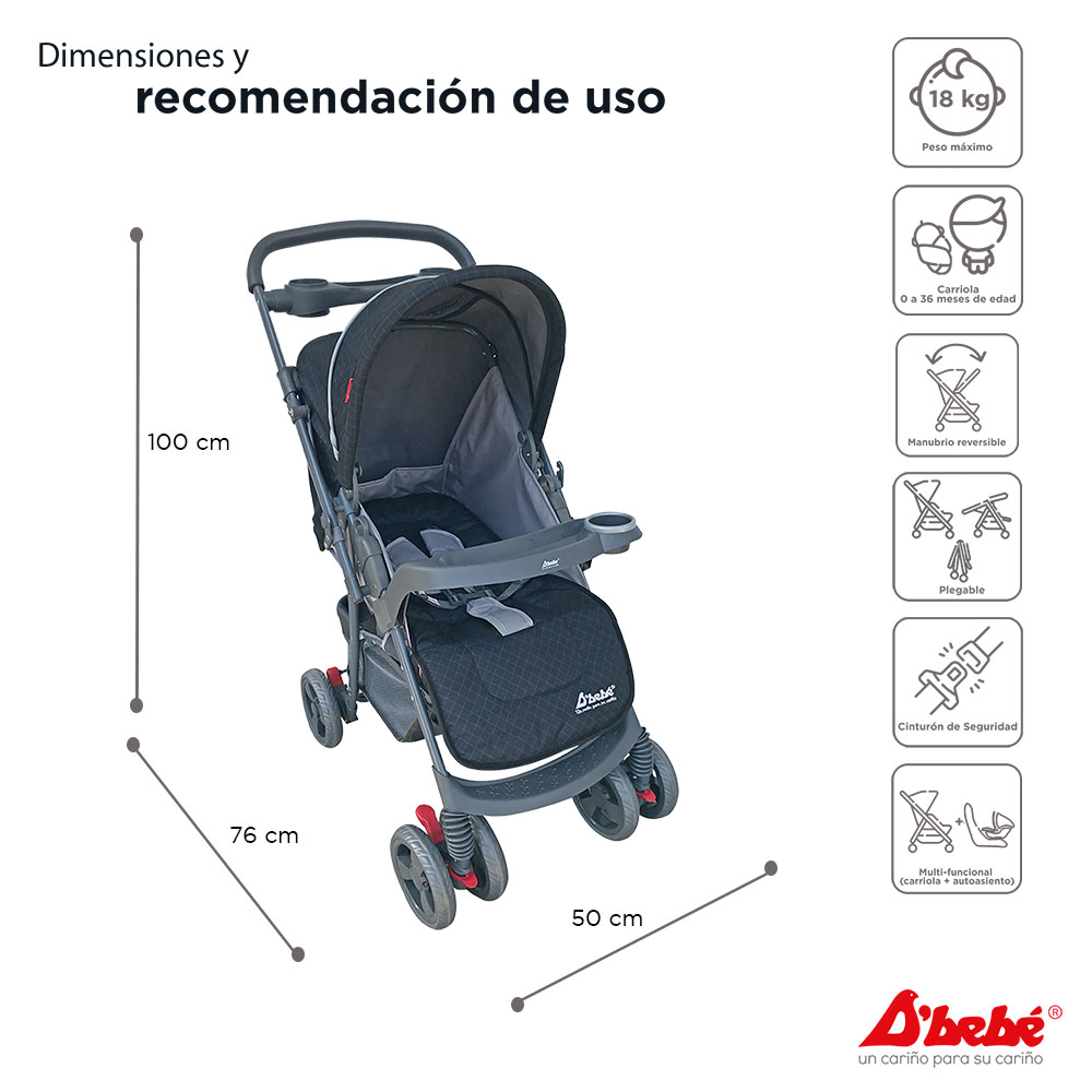 Carriola Sistema de Viaje D'bebé Star Baby Negra