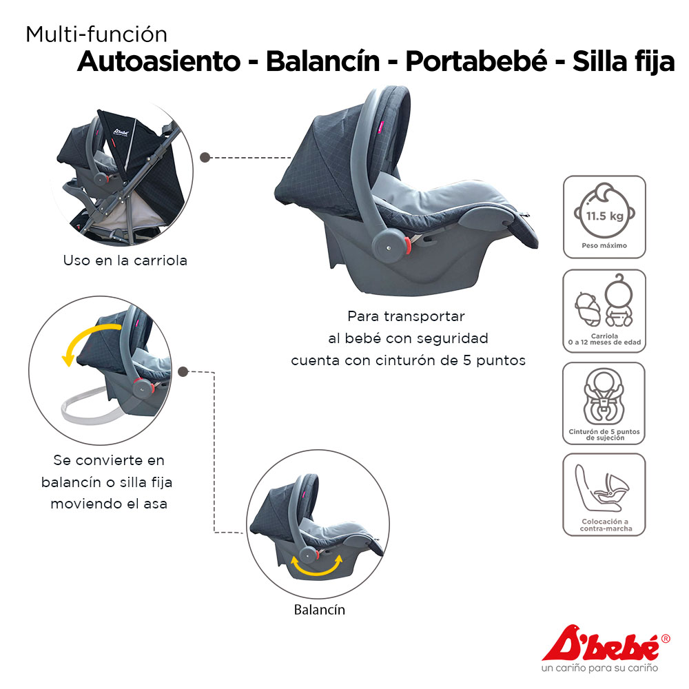 Carriola Sistema de Viaje D'bebé Star Baby Negra