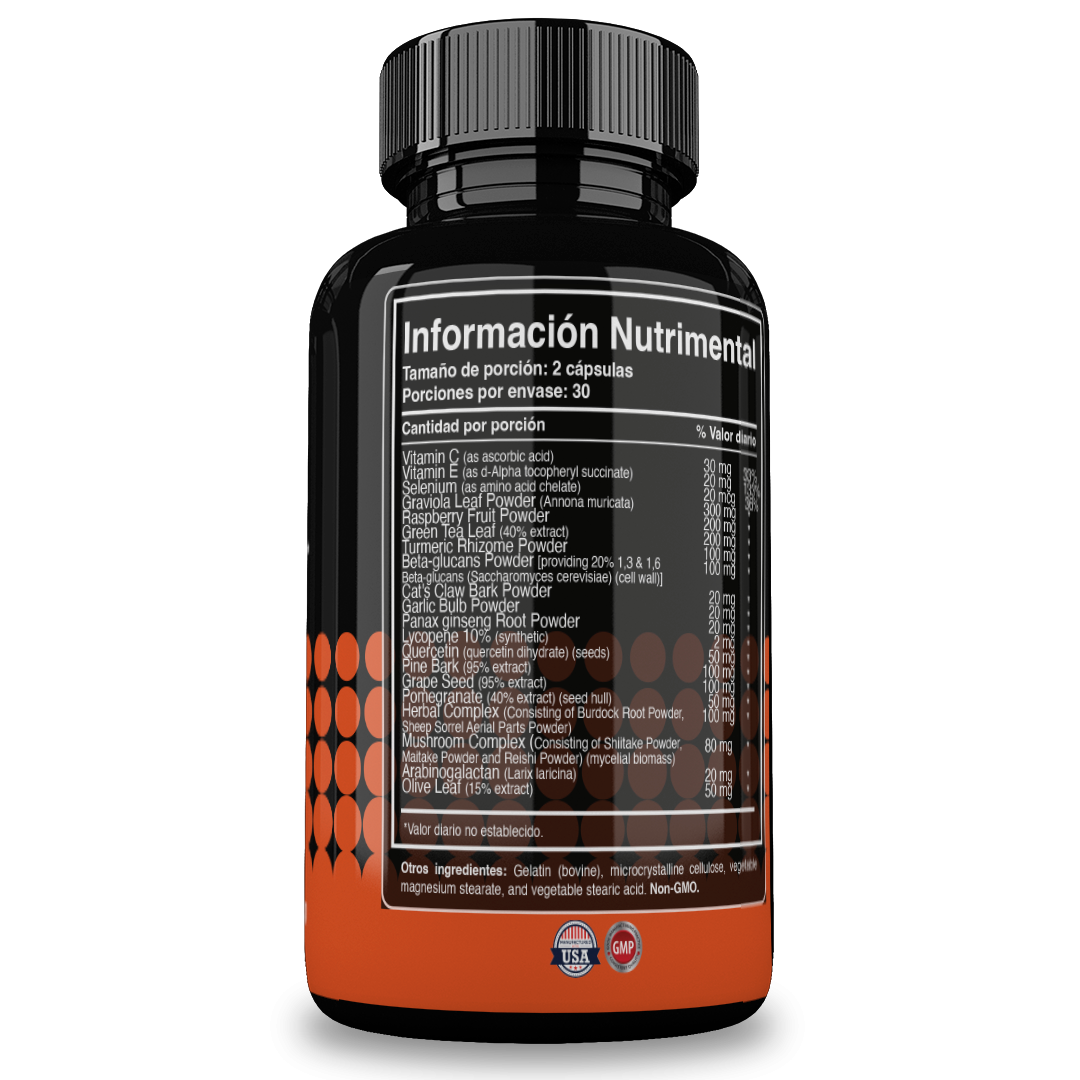 IMMUNE SUPPORT | Suplemento Sistema Inmune | Formula para Reforzar y Mantener tus Defensas | Para Mujer y Hombre | 100% Natural y Vegano | 60 Capsulas | Hecho en USA | Reset Nutrition
