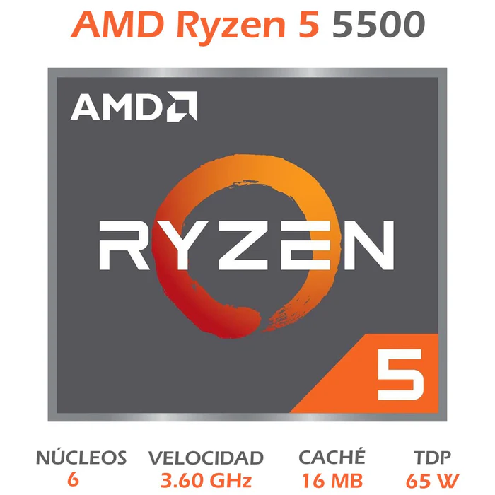 Procesador AMD Ryzen 5 5500 6 Core 12 Thread 3.6GHz  4.2GHz Boost 