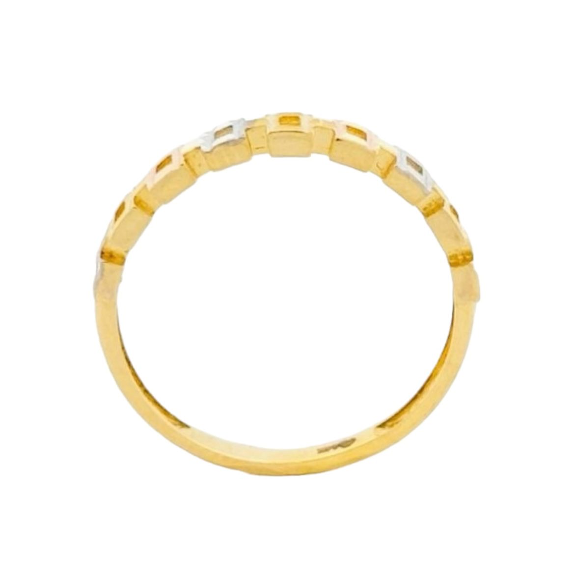 Anillo Eslabones Cuadrados Oro Florentino 14 K + Obsequio.