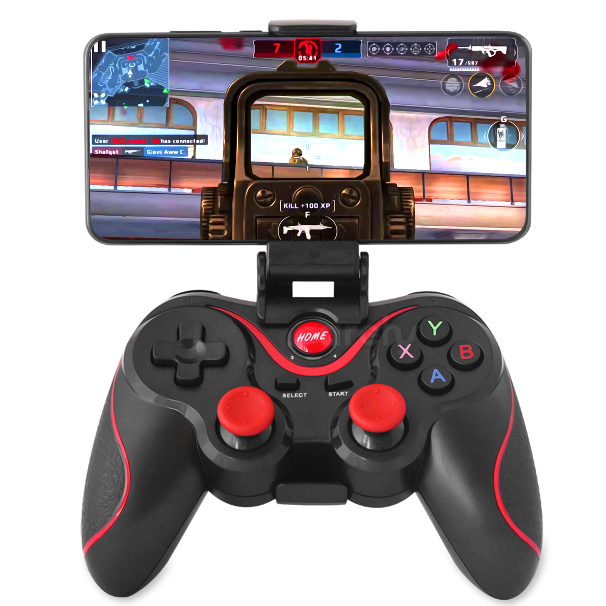 Mando Control Gamepad Archy Joystick Compatible con Android inalámbrico con Bluetooth, Soporte Celular y Agarre cómodo (C8S / X3)