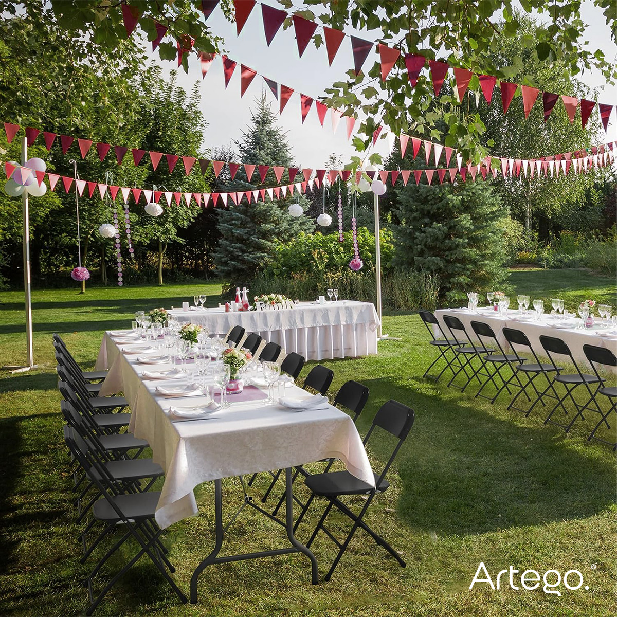 Silla plegable plástico HDPE ligera Folding chair silla jardín eventos fiestas reuniones para exterior paquete de 5 sillas