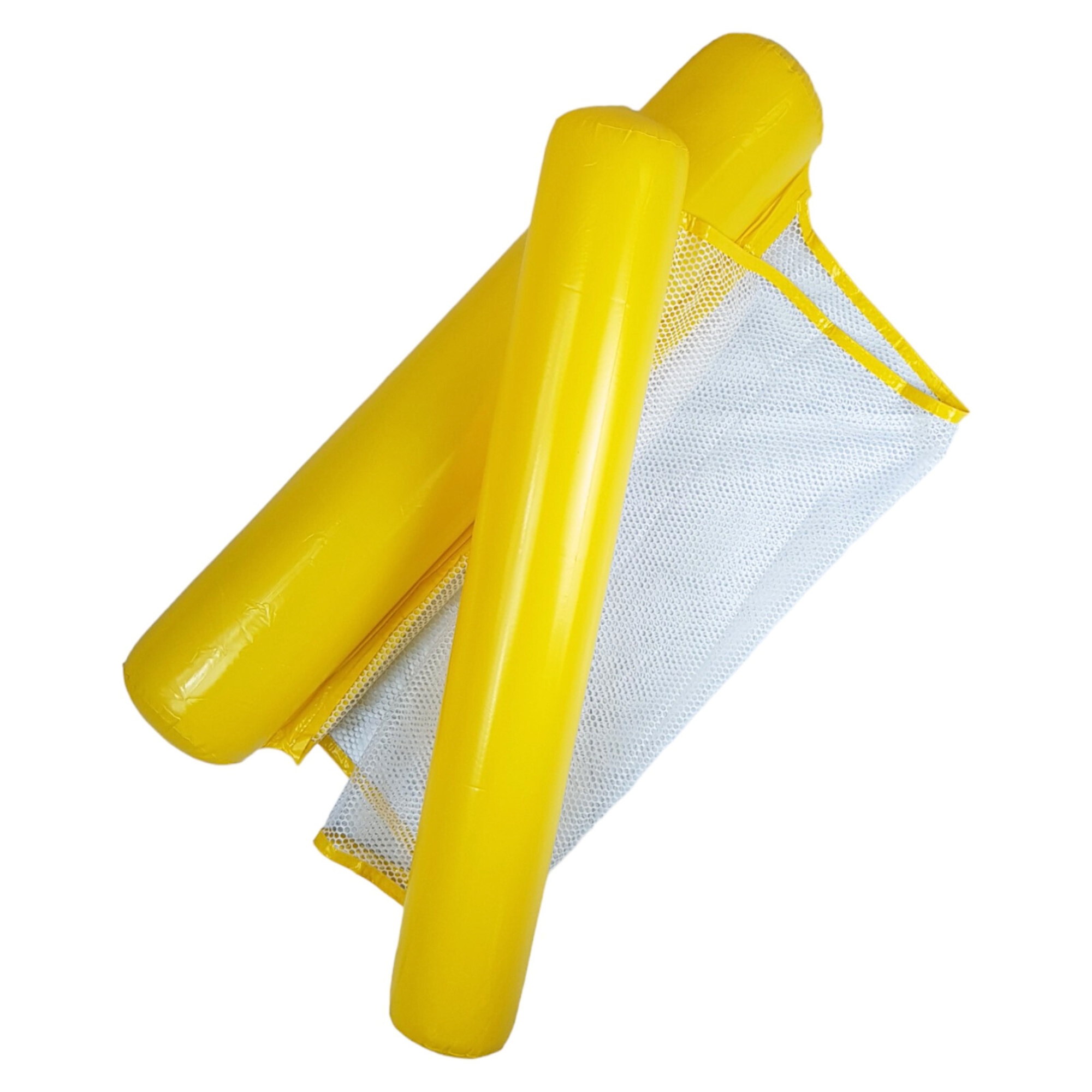 Hamaca Inflable con Red para Piscina, Cama Flotante de 102 cm - Amarillo.