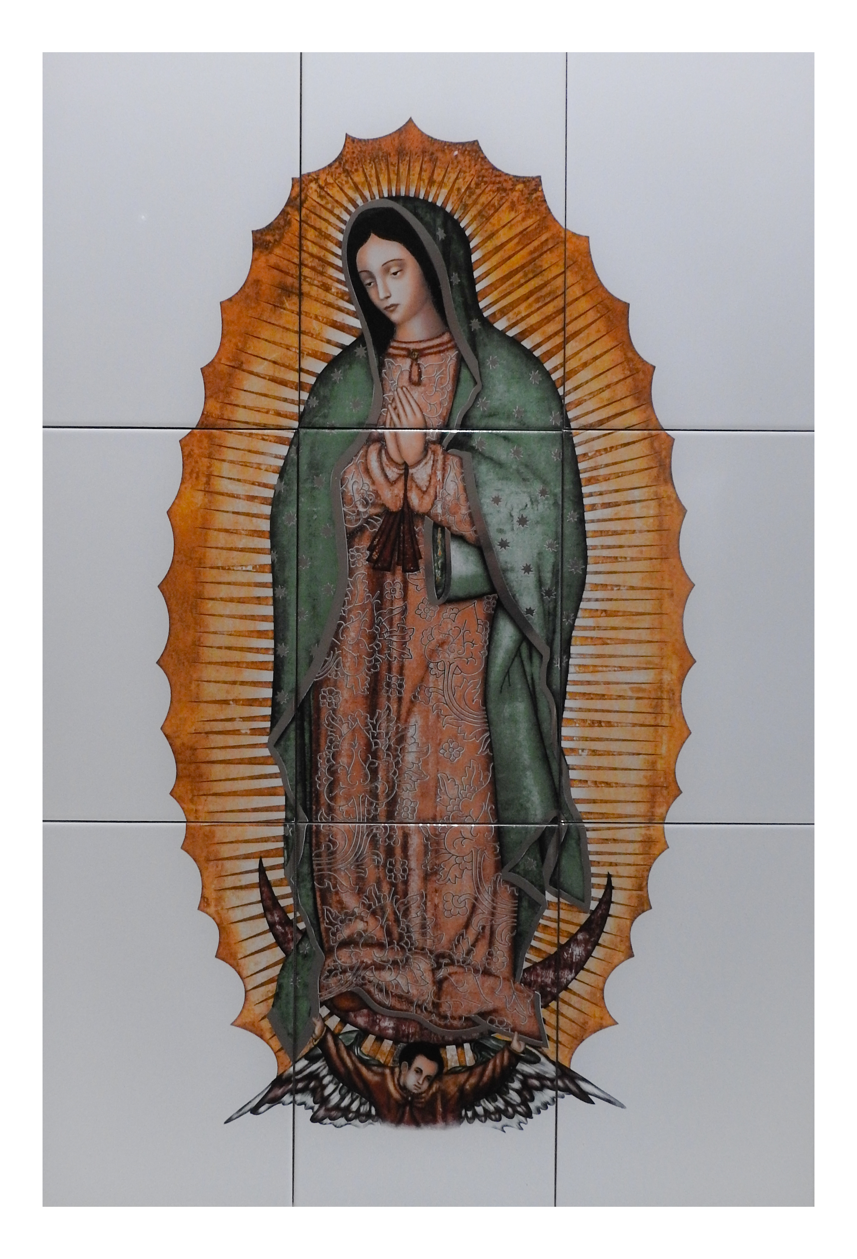 Virgen De Guadalupe Imagen Mural Tamaño 60x90Cm en Azulejos Alcesa