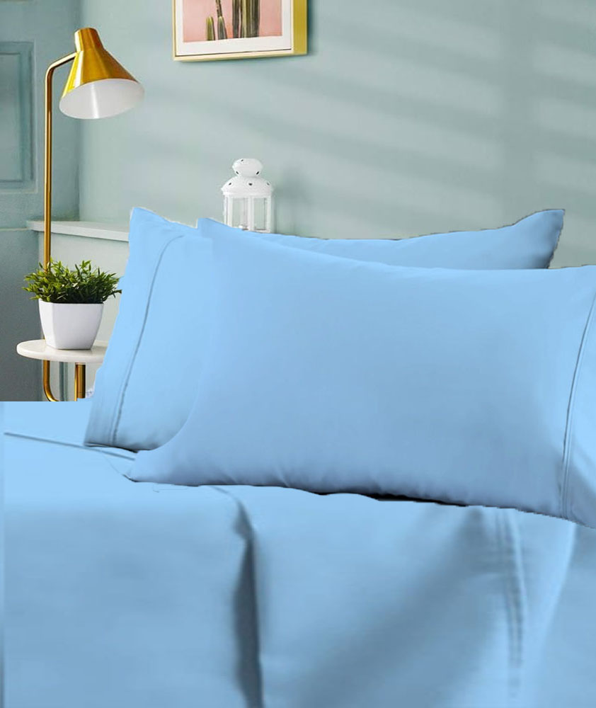 Juego de Sabanas 100% Algodón Frescas y Transpirables Individual Baby Blue Kyuden Home.