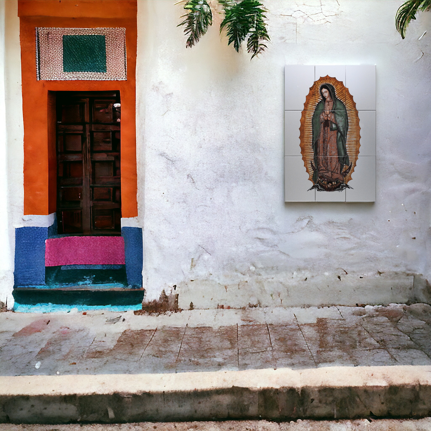 Virgen De Guadalupe Imagen Mural Tamaño 60x90Cm en Azulejos Alcesa