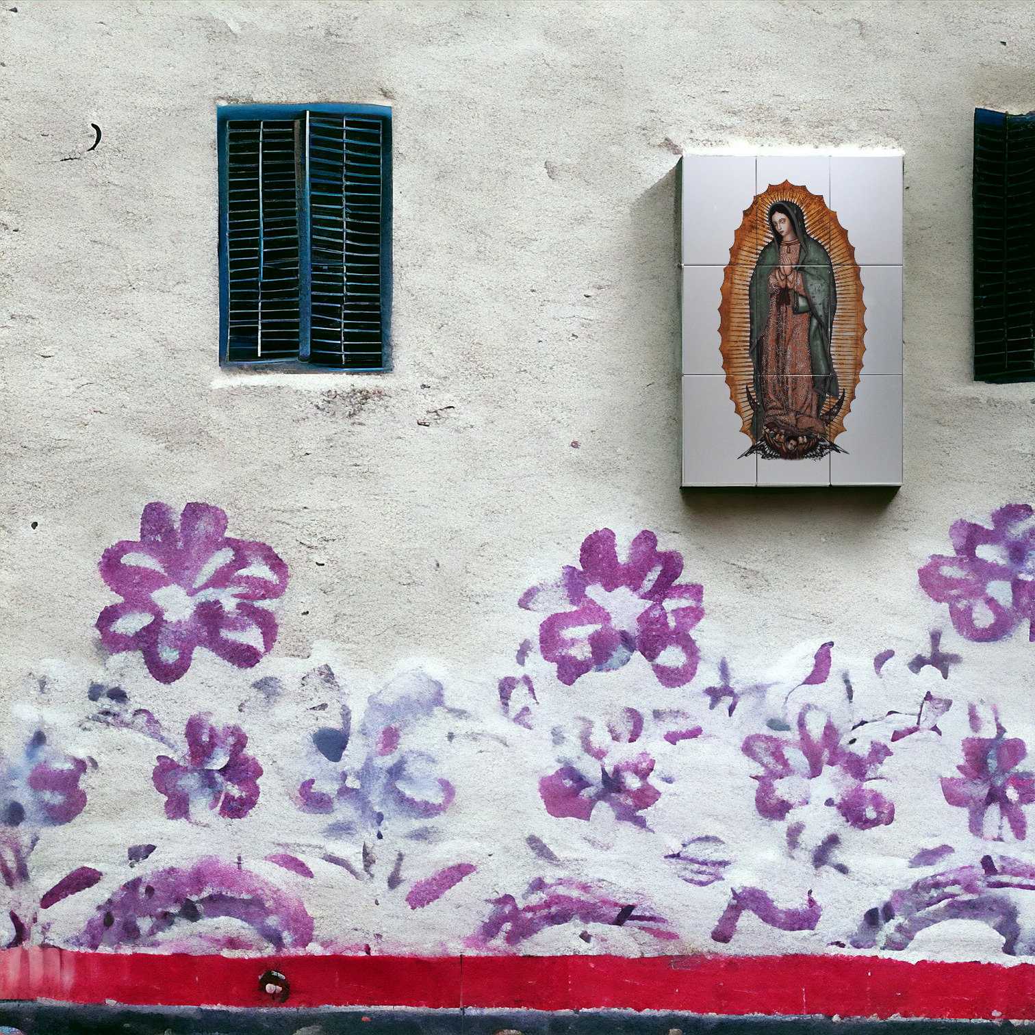 Virgen De Guadalupe Imagen Mural Tamaño 60x90Cm en Azulejos Alcesa