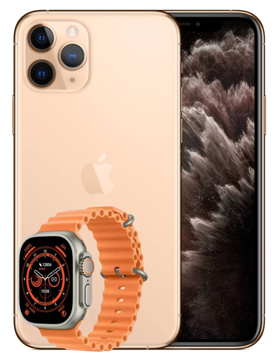 Combo iPhone 11 Pro 64GB Dorado (Reacondicionado Grado A)   SmartWatch Ultra.