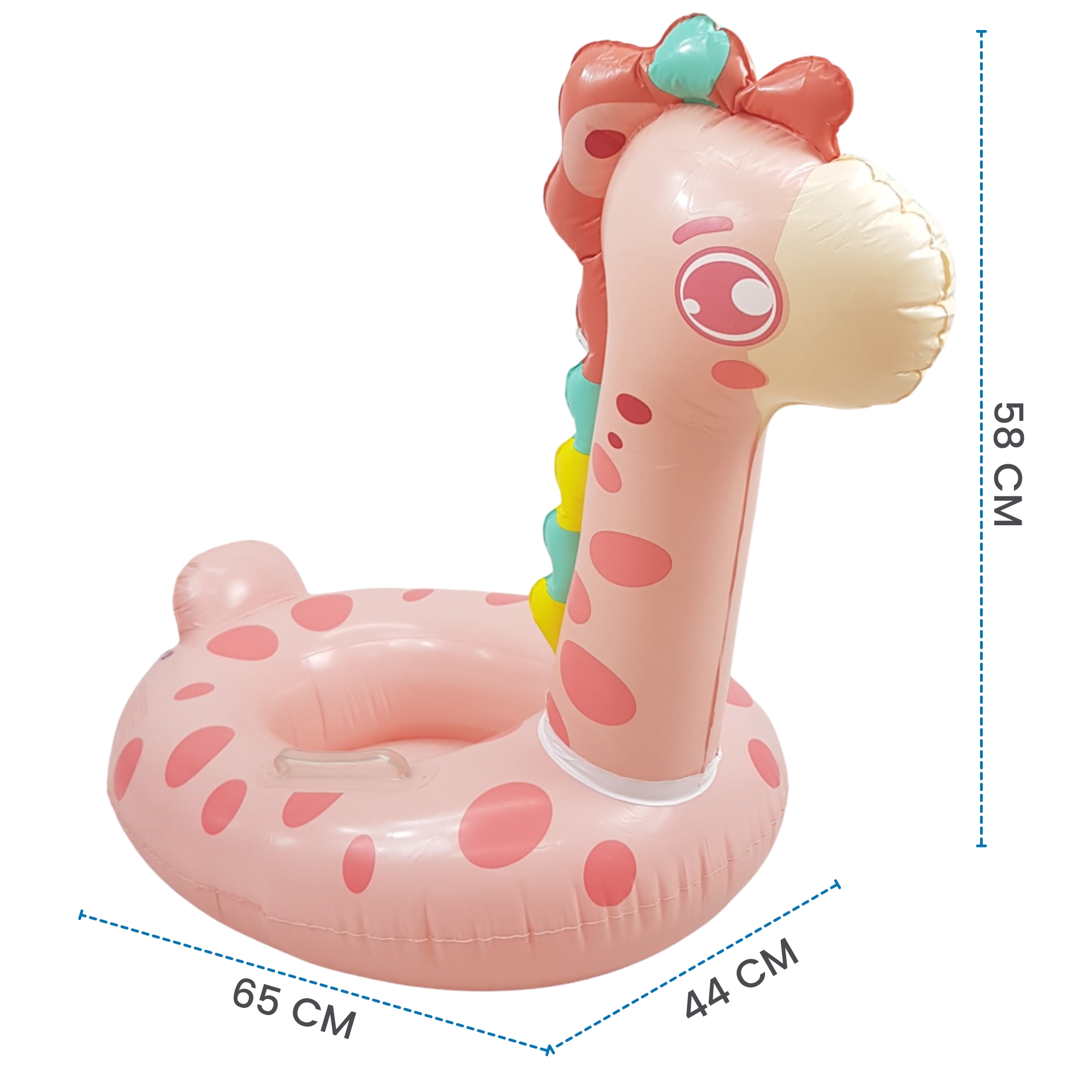 	Asiento Inflable para Niños Flotador, Juguete de Alberca Jirafa - Rosa.