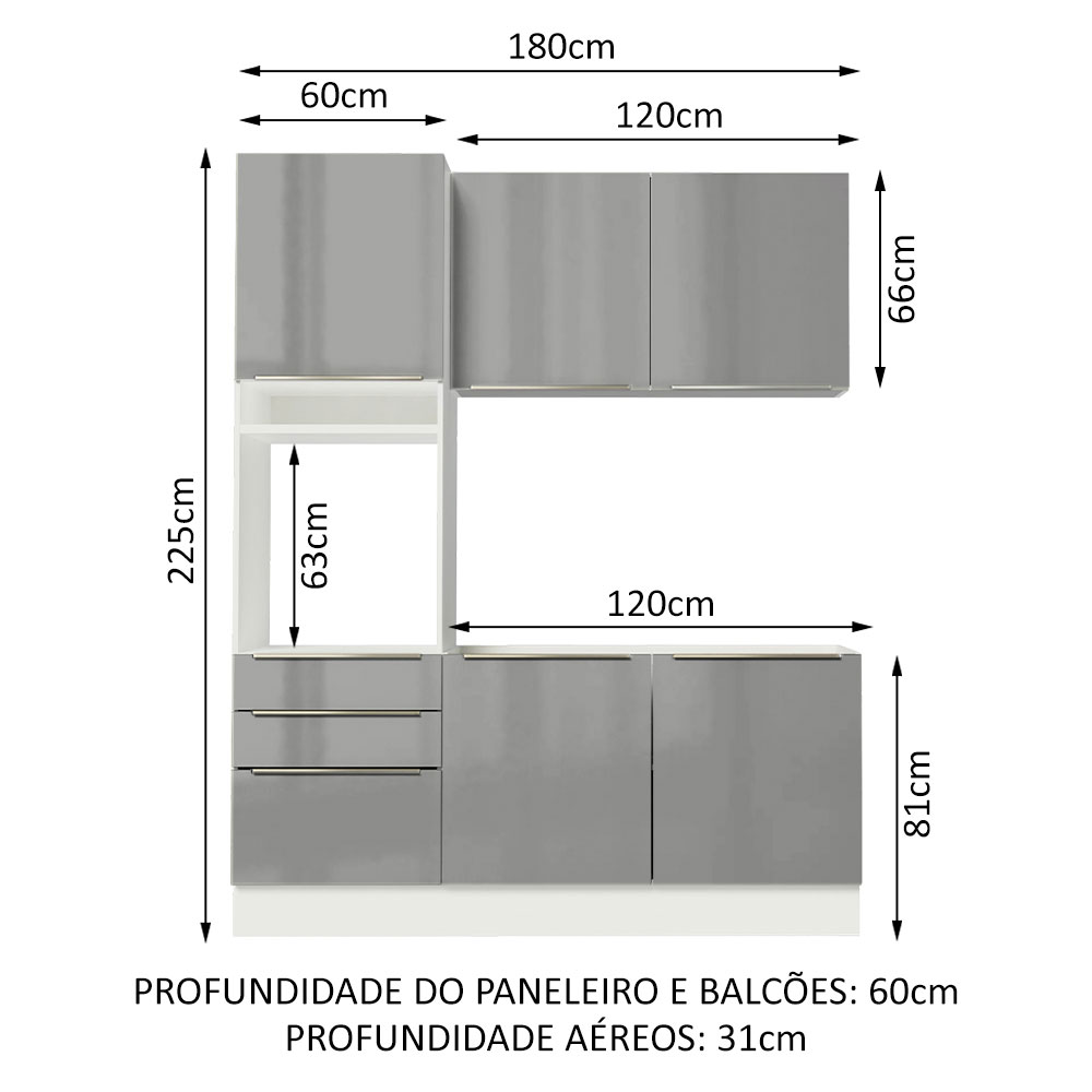 Cocina Integral Completa Modular Madesa Lux 180cm BG 01.