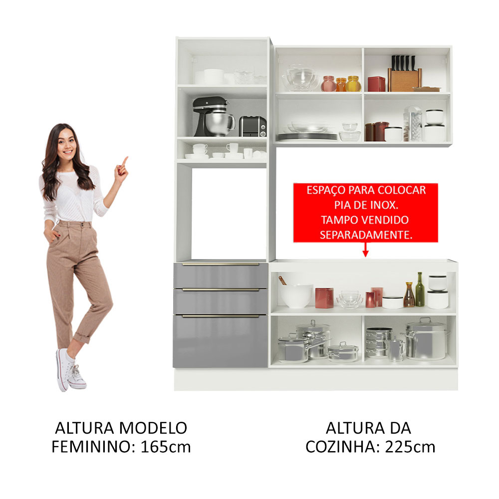 Cocina Integral Completa Modular Madesa Lux 180cm BG 01.