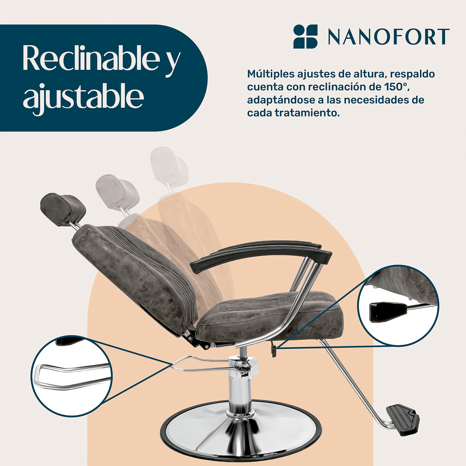 Sillon Silla Barberia Estetica Clasica 360 Moderna Cafe.