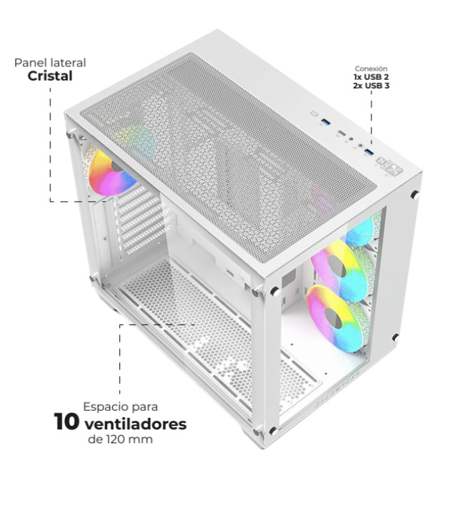 Gabinete Balam Rush Tank Pro GM930 Legend Series, Midi-Tower, Micro-ATX/Mini-ITX, USB 3.0/2.0, sin Fuente, 4 Ventilador, Blanco