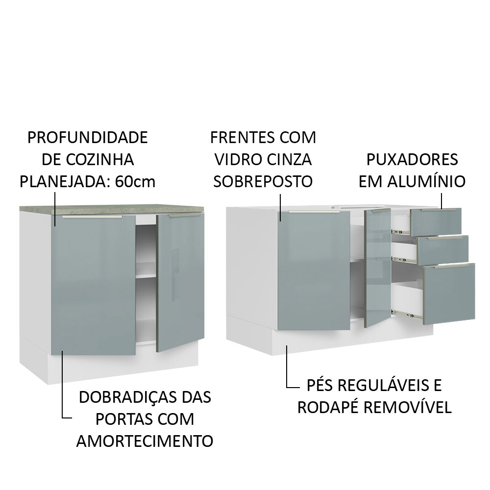 Gabinete Bajo Cocina Madesa Lux Sin Encimera BG.