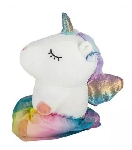 Bonito Peluche Blanco Suave Unicornio Hada Con Vestido Regalo