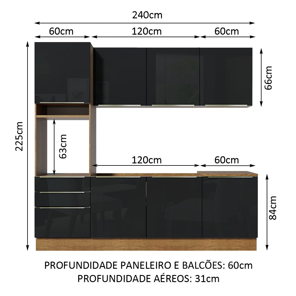 Cocina Integral Completa Modular Madesa Lux 240cm MN 03.