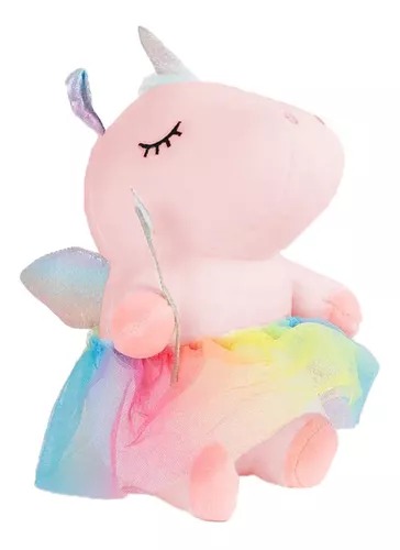 Bonito Peluche Rosa Suave Unicornio Hada Con Vestido Regalo