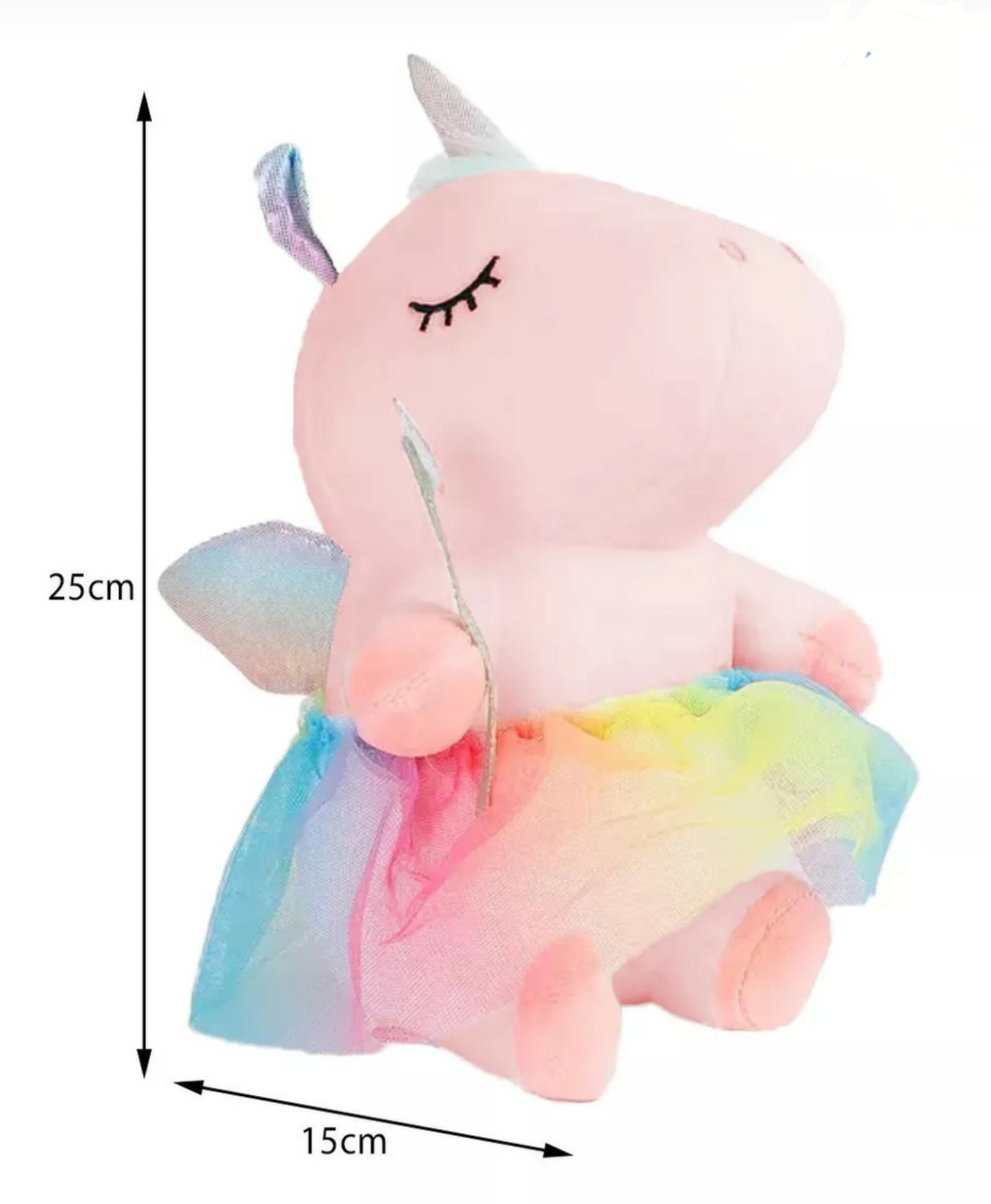 Bonito Peluche Rosa Suave Unicornio Hada Con Vestido Regalo