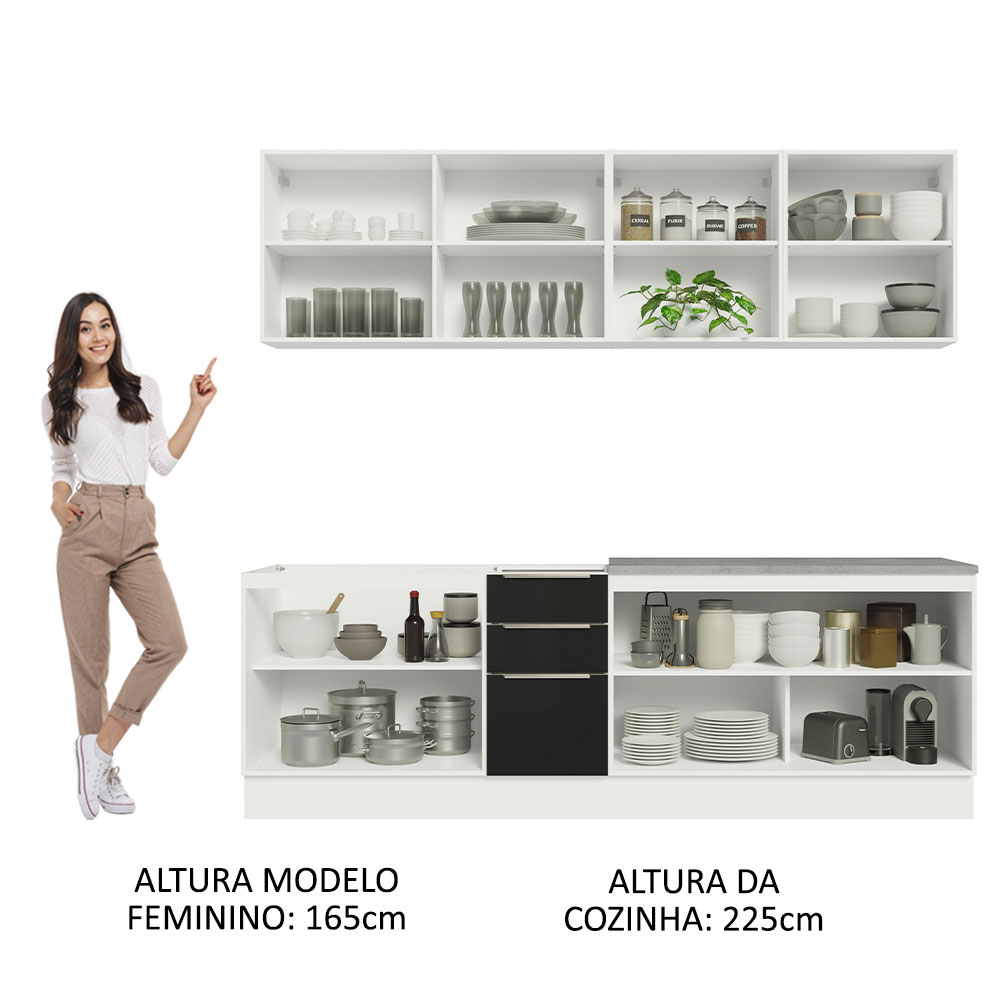 Cocina Integral Completa Modular Madesa Lux 240cm BN 05.